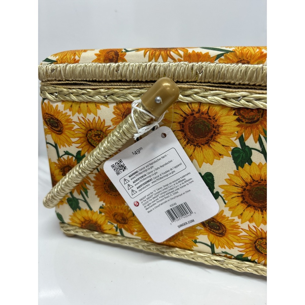 Singer Large Sew 'n Stow Sunflower Print Sewing Basket Box NWT 11" x 6.5" x 8" - Picture 5 of 15